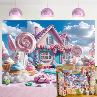 Imagem de Candyland Pano de fundo para inverno, Natal, doce casa de doces, donut, pirulito, sorvete, fotografia, fundo, menina, princesa, chá de bebê, tema de doces, decoração de festa de aniversário, banner