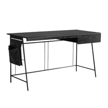 Imagem de ZzleoyuUUs-12 Mesa de escritório para laptop preta de 119,9 cm com gavetas para quarto de espaço pequeno, mesa de estudo simples e moderna com bolsa lateral, mesa de estudo e escrita