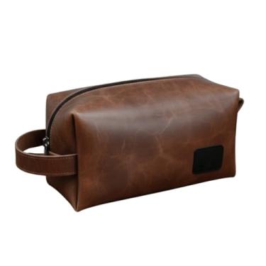 Imagem de Necessaire Estojo Organizador Bolsa de Mão Couro Legítimo (Marrom)