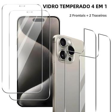 Imagem de Protetor De Tela De Vidro Temperado 4 Em 1 Para iPhone 16 15 14 13 12 