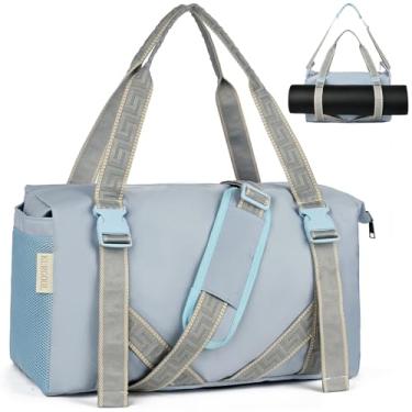 Imagem de Bolsa feminina de ioga para academia, bolsa esportiva com bolso úmido, bolsa de viagem com vários bolsos, bolsa dobrável de fim de semana, resistente à água, bolsa de fim de semana para mulheres e