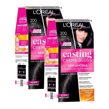 Imagem de Kit 2 Tintura Casting Creme Gloss L`oréal Paris 200 Preto
