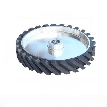 Imagem de Roda de contato de borracha ranhurada de 300x50 mm, 12 polegadas x 2 polegadas, peça de retificadora de correia balanceada dinamicamente para retificação de metal, 6202 instalado 12,7