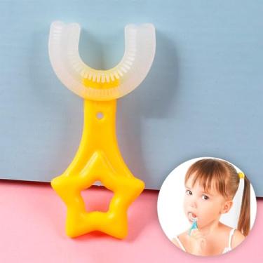 Imagem de Escova De Dentes Infantil De Silicone Formato Em U 360 Graus Cor:Amarelo(STO1623AM)