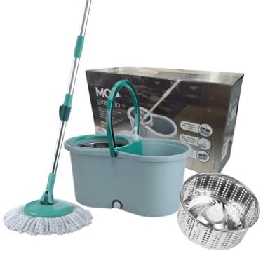 Imagem de Mop Em Inox Com Cabo de 140cm Refil Rodinhas e Cesto Balde Centrifuga(Mop com Dispenser)