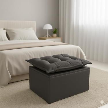 Imagem de Puff Baú Opala Decorativo Organizador Quarto Infantil Bela Móveis (Cinza Escuro)