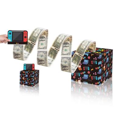 Imagem de Rxwstt Caixa de dinheiro de jogo para presente, caixa de presente de rolo de dinheiro para amor com cartões de dinheiro como buquê de dinheiro, caixa surpresa para puxar dinheiro explosão para todas