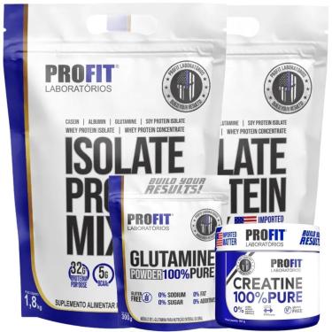 Imagem de 2X WHEY ISOLADO 1,8KG l 1X GLUTAMINA PURA 300G l 1X CREATINA MONOHIDRATADA PURA 150G l PROFIT-Unissex