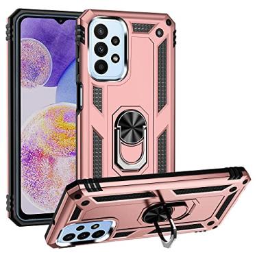 Imagem de SORAKA Capa para Samsung Galaxy A23 5G com suporte de anel capa armadura para Samsung Galaxy A23 4G capa traseira de policarbonato rígido com placa de metal para suporte magnético de telefone carro