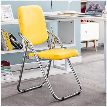 Imagem de NEWCES Cadeira dobrável cadeira dobrável estofada couro PU assento de jantar acolchoado portátil para casa quarto hotel café quarto menina cadeira de evento forte e resistente (cor: B, tamanho: 32 polegadas)