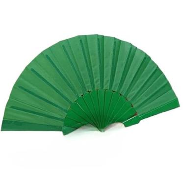 Imagem de Leque Liso Clássico para Dia a Dia, Dança e Festa - Leque de Vento Leve e Resistente - Ideal para Lembrancinhas e Presentes(1,Verde Escuro)