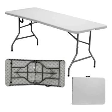 Imagem de Mesa Dobrável que Vira Maleta com Alça 1,80m | Versátil e com Acabamento Premium (MESA BRANCA)