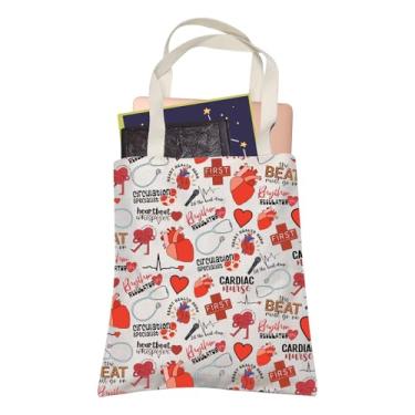 Imagem de LEVLO Bolsa CVICU Nurse EKG Tech Tote Bag ICU ER Cardiac Nurse Cardiologist Shopping Bag Nurse Anatomical Heart Gift (Cardiac Nurse)