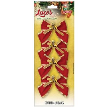 Imagem de Kit 4 Laços De Bolinhas 10cm Pingentes Dourado Brilhante - Genérico, Ú