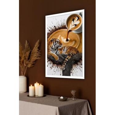Imagem de Quadro Decorativo Arte Café Tigre - 70x50cm - Quadros On-line, Moldura