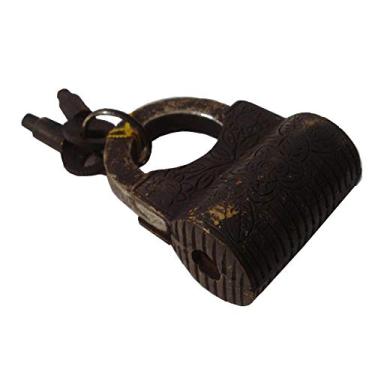 Imagem de Cadeado de latão – Cadeado com chaves – Funcional – Feito de latão – Tipo: (Algema – Acabamento vintage)