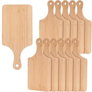Imagem de Sparkle Race 12 tábuas de corte de madeira para cozinha, tábua de corte de bambu de 28 cm para frutas, legumes, tábua de cortar de madeira com alça, conjunto de tábuas de charcutaria pequenas para
