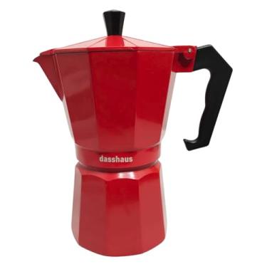 Imagem de Cafeteira Italiana Moka Pot Vermelha Grande 9 Xícaras Café Espresso Clássico e Elegante