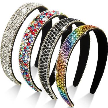 Imagem de Faixa de strass Waydress de 4 peças para mulheres Faixas de cabelo de 