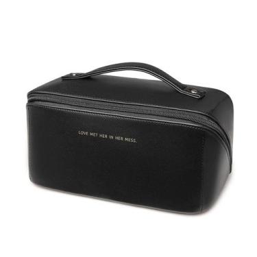 Imagem de Bolsa de maquiagem de viagem zaleeta de couro PU impermeável de grande
