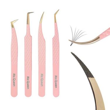 Imagem de Pinça de cílios Ms.Queen Lash para extensões de cílios, conjunto de 4 