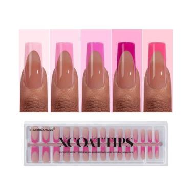 Imagem de Press On Nails Bartbox Nails XCOATTIPS Pink French Tip - BTARTBOXNAILS