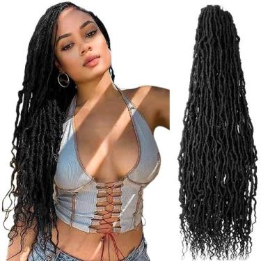 Imagem de Cabelo de crochê Faux Locs BOHOBABE Boho Soft Curly Ends 24 polegadas