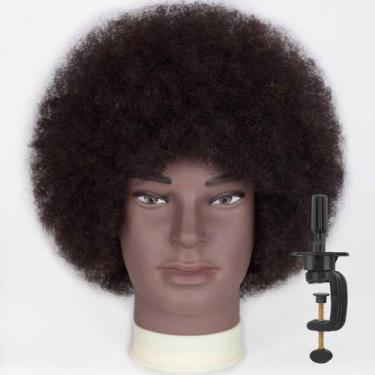 Imagem de Cabeça de manequim DIRUISI 8Afro Male 100% cabelo humano tipo 3C4A