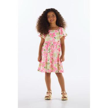 Imagem de Vestido Floral Infantil Quimby, Rosa, 14