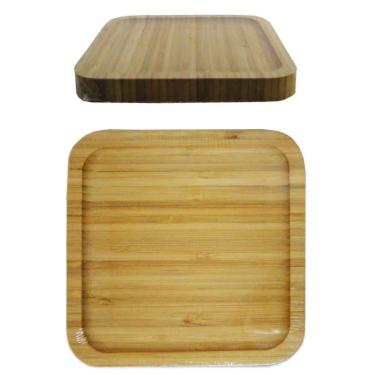 Imagem de Bandeja / Petisqueira De Bambu Quadrada 14Cm