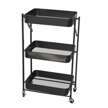 Imagem de Carrinho Organizador Multiuso 3 Prateleiras Aço Com Rodinhas