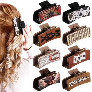 Imagem de Conjunto de 8 peças Hair Claw Clips FineCheer Western Leather