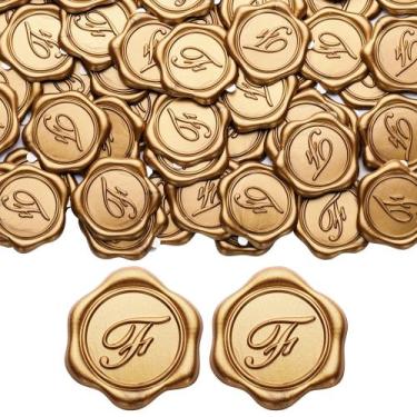 Imagem de Adesivos Wax Seal Yoption Initial Alphabet F, pacote com 100 unidades 