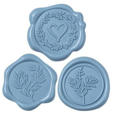Imagem de Uwilowe, 60 peças de adesivos Dusty Blue Wax Seal, 3 designs, 3 cm