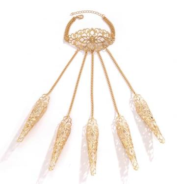 Imagem de Pulseiras góticas para mulheres, góticas, para mulheres, gótico, para Halloween, punk, preto, com anel, gótico, padrão vazado, garras de dedo para Halloween, bijuteria cosplay, One Size, Liga de aço