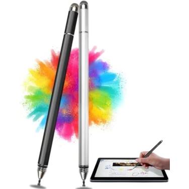 Imagem de Caneta Stylus Capacitiva 2 em 1 Universal Para Telas Touch Tablets, smartphones e notebooks compatível com Apple, Samsung, Xiaomi, Motorola Sem Bateria, Sem Bluetooth Alta Precisão (Preto) -Luk
