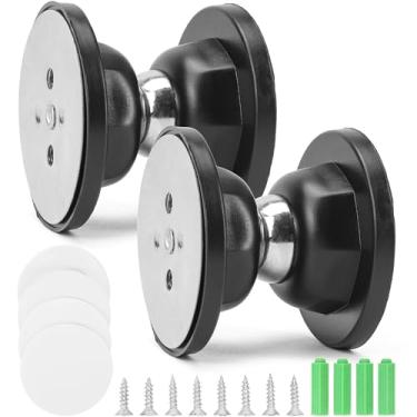 Imagem de Suporte magnético de porta para trailers – tampa forte e trava para portas de trailers e motorhome – durável, resistente, fácil instalação, montagem flexível, perfil baixo – pacote com 2 (preto