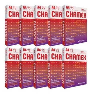 Imagem de Caixa de Papel Sulfite A4 Chamex 75g 10 Pacotes com 500 Folhas