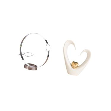 Imagem de Fenteer Suporte para Garrafas de Vinho de Ferro, Escultura de Coração, Ornamento de Mesa, Colecionável, Estatueta Decorativa Minimalista, Estátua Moderna para