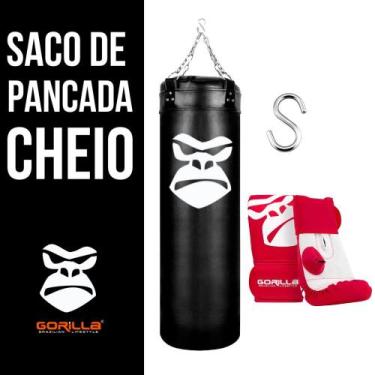 Imagem de Kit saco de Pancada 90x100 CHEIO + Par de luva Bate Saco Adulto Treino