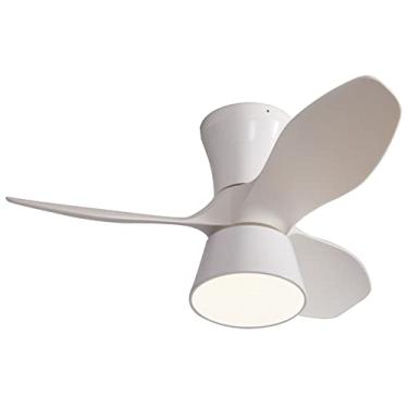 Imagem de Ventilador de teto reversível com luz LED regulável e silencioso com controle remoto Ventilador de quarto com motor DC Ventiladores de teto no modo verão e inverno com lâmpadas para sala de