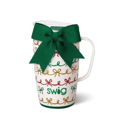 Imagem de Swig Life Caneca de viagem de 510 g, copo isolado com alça e tampa, caneca de café de viagem, compatível com porta-copos, copo de aço inoxidável de 510 g, reutilizável isolado com tampa (laços de
