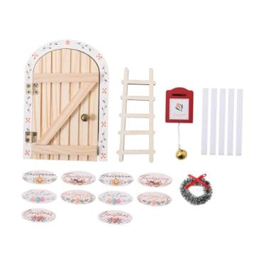 Imagem de Yunhgft Kit de enfeites de porta de fadas em miniatura de madeira para Natal, mini placas de Páscoa, decorações artesanais faça você mesmo para lembrancinhas