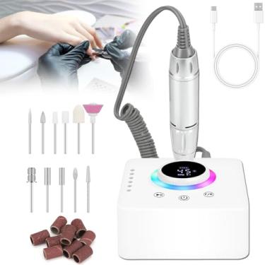Imagem de Máquina de lixar unhas recarregável de 45.000 RPM, polidor de esmaltes, lixadeira elétrica de manicure, ferramentas de salão de baixo ruído, bateria grande de 14,8 Wh