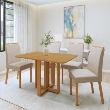 Imagem de Conjunto Sala de Jantar 4 Lugares Retangular Tampo MDF Mesa Bold e Cad