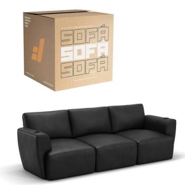 Imagem de Sofá 3 Lugares Sala De Estar em Couro Bovino Modular Damie Na Caixa, P