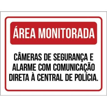 Imagem de Kit 3 Placas Área Monitorada Câmeras De Segurança E Alarme