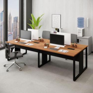 Imagem de Mesa de Escritório Plataforma 4 Pessoas 2,70m Nog. Pés Metal - F5 Offi