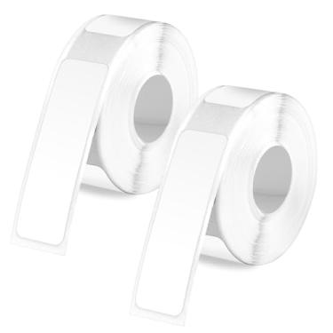 Imagem de 2 rolos de fita adesiva para Phomemo D30, fita autoadesiva de 4 x 1,4 cm, papel térmico, impermeável, etiquetas térmicas para escritório, casa, material escolar (branco)