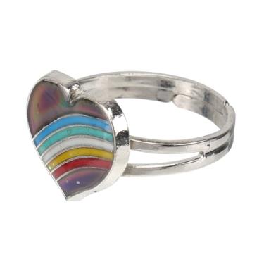 Imagem de 1 anel de dedo termocrômico em forma de coração para mulheres, acessório chique que muda de cor, presente para aniversários, aniversários e celebrações